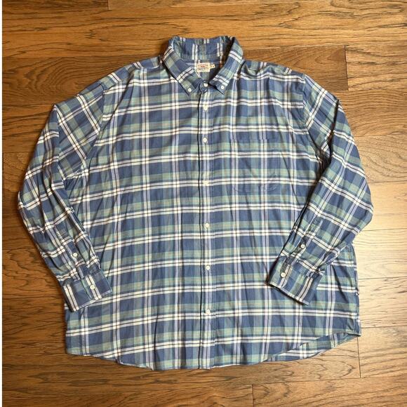 Faherty Blue Plaid Flannel Men's Button Down Shirt Soft Supima Cotton Size 2XL - Picture 3 of 6